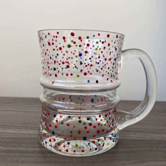 Hand Painted Multi-Coloured Dot Glass Mug - Picture 5 of 8